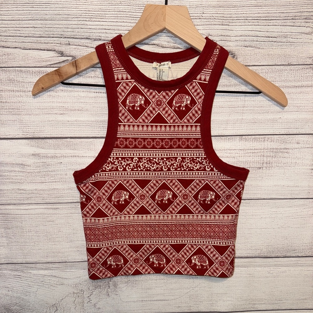 Brick Red-Orange Sleeveless Crop Top